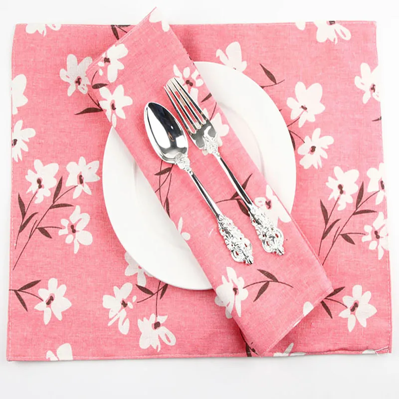 Хлопковая льняная салфетка двухслойная моющаяся вишневая расцветка коврик для