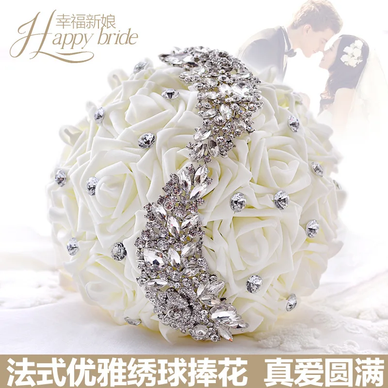 

Artificial Wedding Bouquets Hand made Flower Rhinestone Bridesmaid Crystal Bridal Wedding Bouquet de mariage