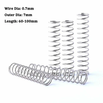 

10Pcs Compression Spring Wire Dia 0.7mm Outer Dia 7mm White Zinc Plated Tension Spring Hardware Accessories Length 60-100mm