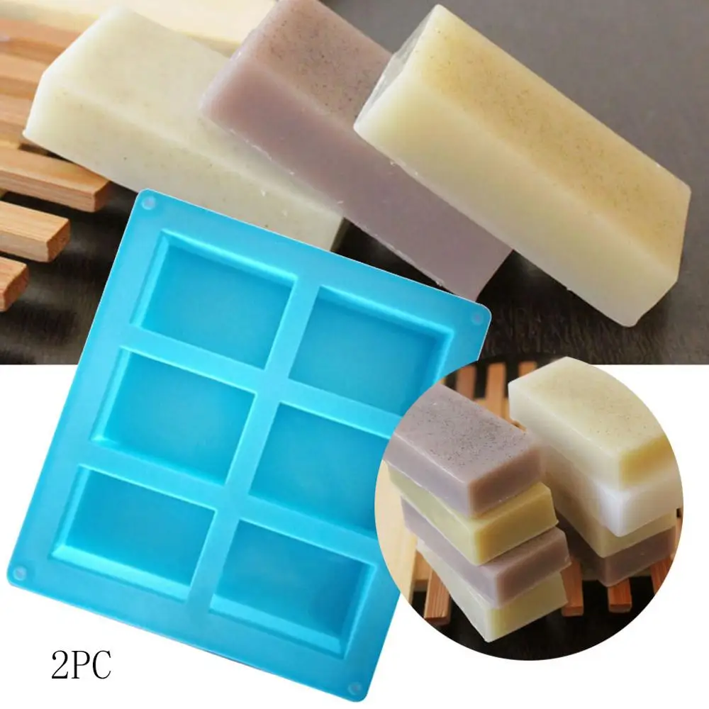 

2pcs Soap Molds 6-Cavity Rectangle Soap Mold Silicone Craft DIY Making Homemade Cake Mould Support Drop Shipping Q3