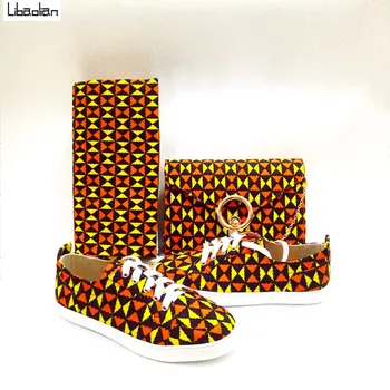 

hot selling wax fabric sets African wax ankara Print with Purse bag and soft lady shoes 6yards kente fashion designer a94-27