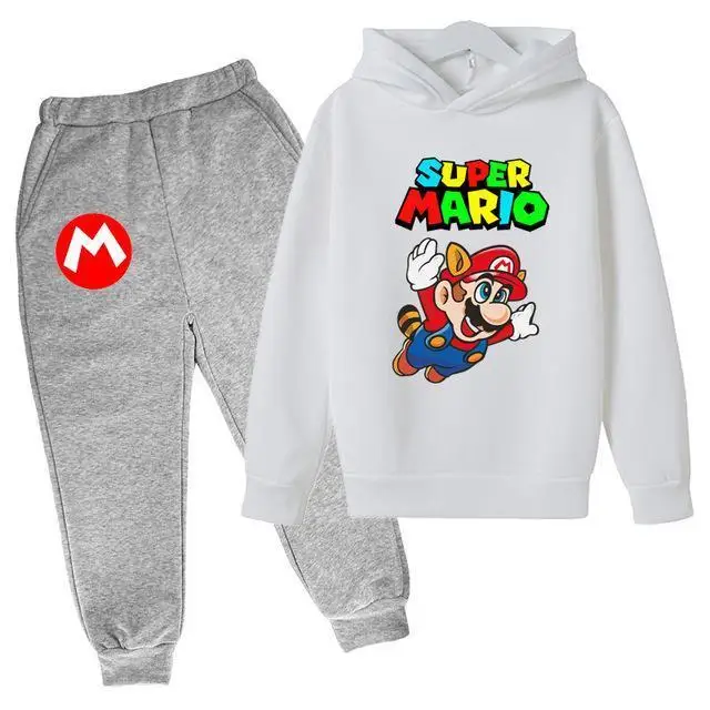 Super Mario Kids 2021 Hot Casual Pullover Sweater Shirt + Pants Boy Girl Cartoon Clothing Sweater Suit free children's hoodie sewing pattern Hoodies & Sweatshirts