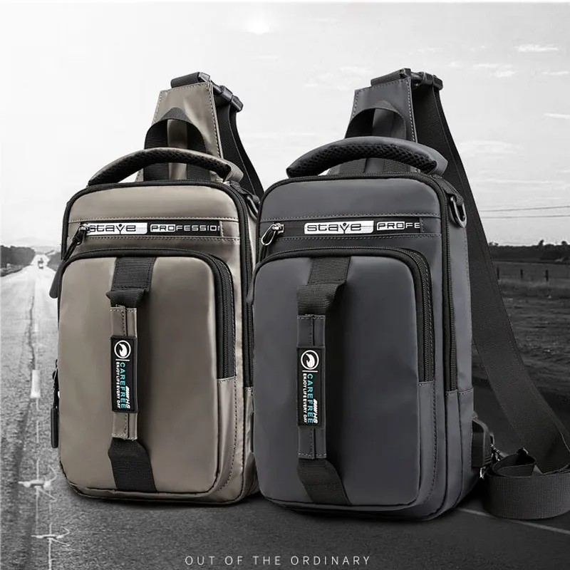 

New Men 's chest bag Versatile Nylon Sling Bags Chest Bag for Men USB Charging Crossbody Men's Bag Casual Travel Chest Pack Male