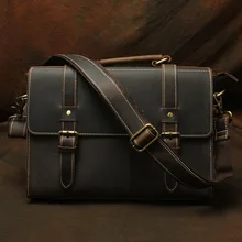 Nesitu высокое качество A4 Винтаж темно коричневый толстый из натуральной кожи Crazy Horse офисный мужской портфель сумка портфель M2808