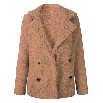

Autumn and winter fashion new women's jacket button lapels pocket plush solid color temperament cotton jacket lady coat!