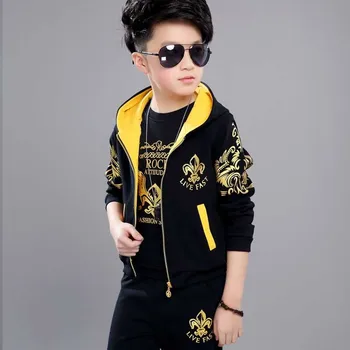 

Boy's new clothes suit, mid-child autumn three-piece suit, children's boy long-sleeved trend
