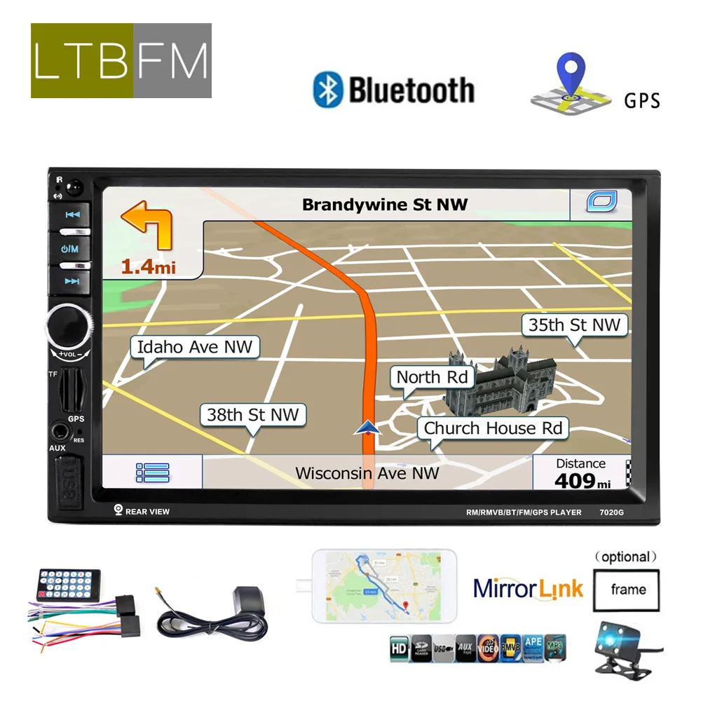

LTBFM Autoradio 2 din gps 7 inch touch screen car radio 2din multimedia player auto radio GPS Navigation mp5 audio Stereo 7020G