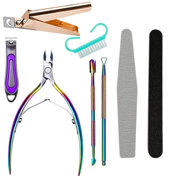 

8PCS Cuticle Nippers Pusher Manicure Tools Set, Toenail File, Cuticle Remover Trimmer Cutters Tool Gel Nail Art Kit