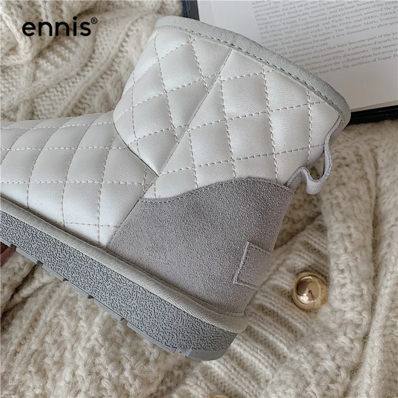 ENNIS/ г. Модные зимние ботинки женские ботильоны на плоской подошве с овечьим мехом женские водонепроницаемые плюшевые Ботинки теплая обувь большого размера A9300