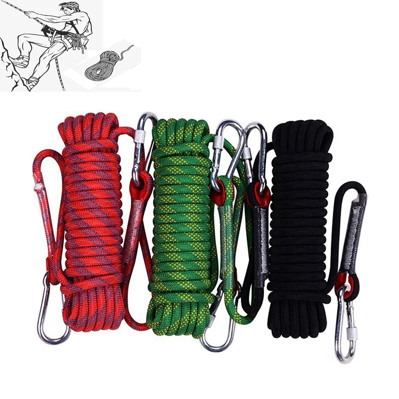 

10mm Outdoor Rock Climbing Rope Rock Climbing Equipment 20m30m Emergency Paracord Rescue Safety Rope Hiking Accessories
