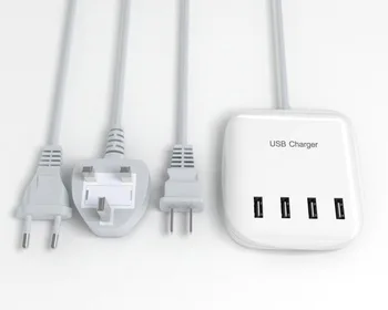 

4 Port Smart USB Charger Adapter Station Mobile Phone Tablet Wall Charger Universal Desktop Power Socket EU AU UK Plug