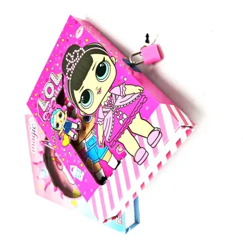 

50 pages Lol surprise doll pink girl heart with lock diary Princess notebook gift box lock student notebook learning toys
