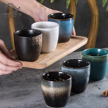 

Ceramic 150ML China Tea Retro Handmade Random Texture Color Glaze Cup Kiln Change Ceramic Home Tea Cup Creative Ceramic Tea Cups