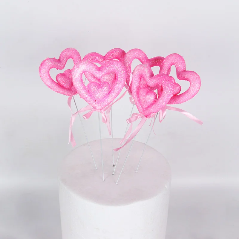 hallow heart pink Красное Сердце Торт Топперы Любовь Свадебный торт, топперы, капкейки флаги День Святого Валентина подарок Свадьба Помолвка Baby Shower вечерние поставки - Цвет: hallow heart pink