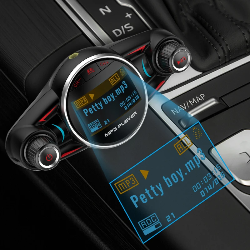 Newest Bluetooth Car FM Transmitter Audio Adapter Receiver Wireless Handsfree MP3 Player Car Kit Cha (5)