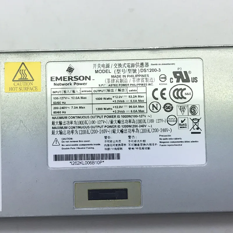 DS1200-3 DS1200-3-002 DS1200-3-401 1200W EMERSON SRX3K-PWR-AC-C For Juniper EX4500-PWR1-AC-FB SRX3400 SRX3600