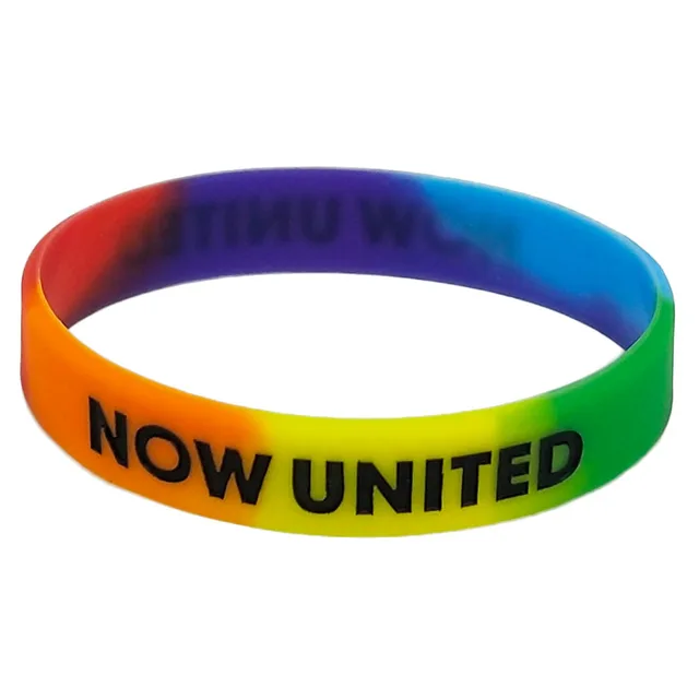 1PC NOW UNITED Rainbow Color Silicone Bracelets&Bangles Letters Wristband Sports Rubber Fashion Jewelry Gifts SH327 Rainbow