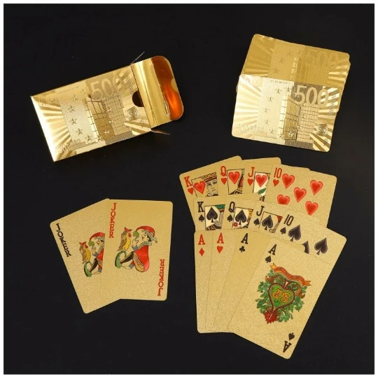24K золотые игральные карты, колода для игры в покер, Золотая фольга, набор для покера, пластиковые волшебные карты, водостойкие карты, волшебные настольные игры - Цвет: Gold-Color 3