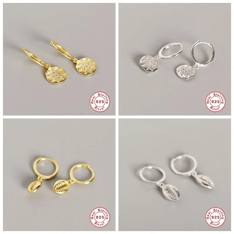 Настоящие Серебро 925 пробы оболочки маленькие серьги-гвоздики для девочек подростков подарок женские модные украшения A30