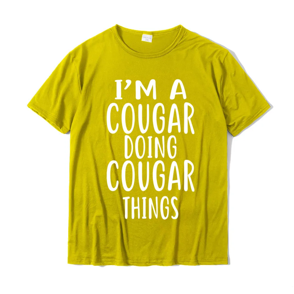 Unique Family Crew Neck Top T-shirts Summer Tops Shirts Short Sleeve for Men Family Pure Cotton Casual T Shirts Im A COUGAR Doing COUGAR Things Long Sleeve T-Shirt__20110 yellow