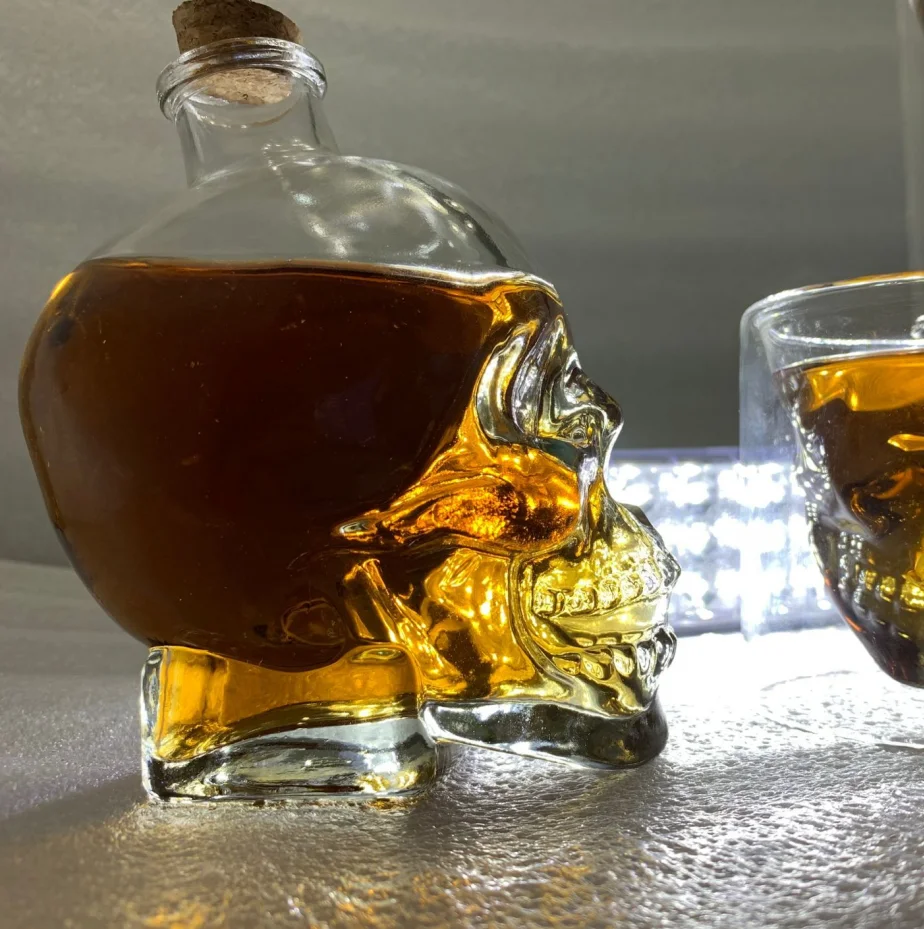 Чашка с черепом, двойное изолированное прозрачное стекло для кофе, молока, пива, виски, водки, вина, шампанского, коктейля, вина, бокалы, бутылка для вина
