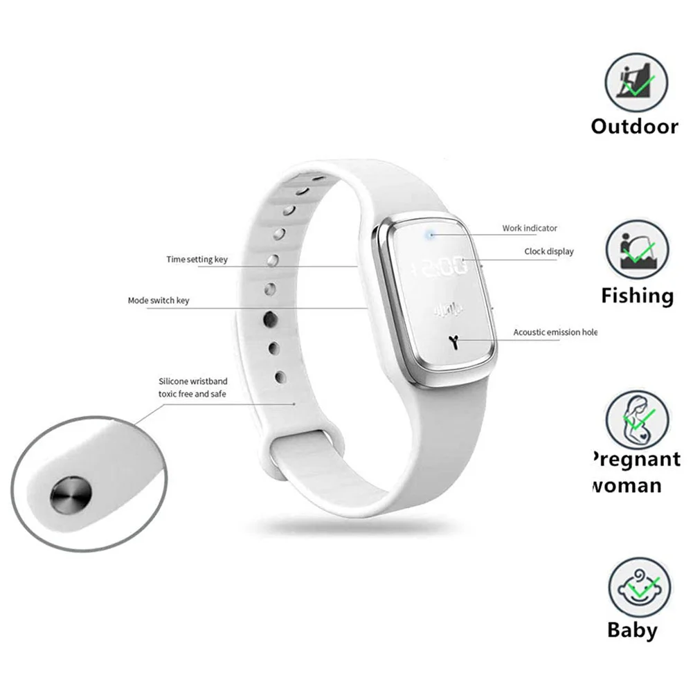 Ultrasonic Natural Mosquito Repellent Bracelet Kids Waterproof Pest Insect Bugs Outdoor Ultrasound Anti Mosquito Insect Bracelet