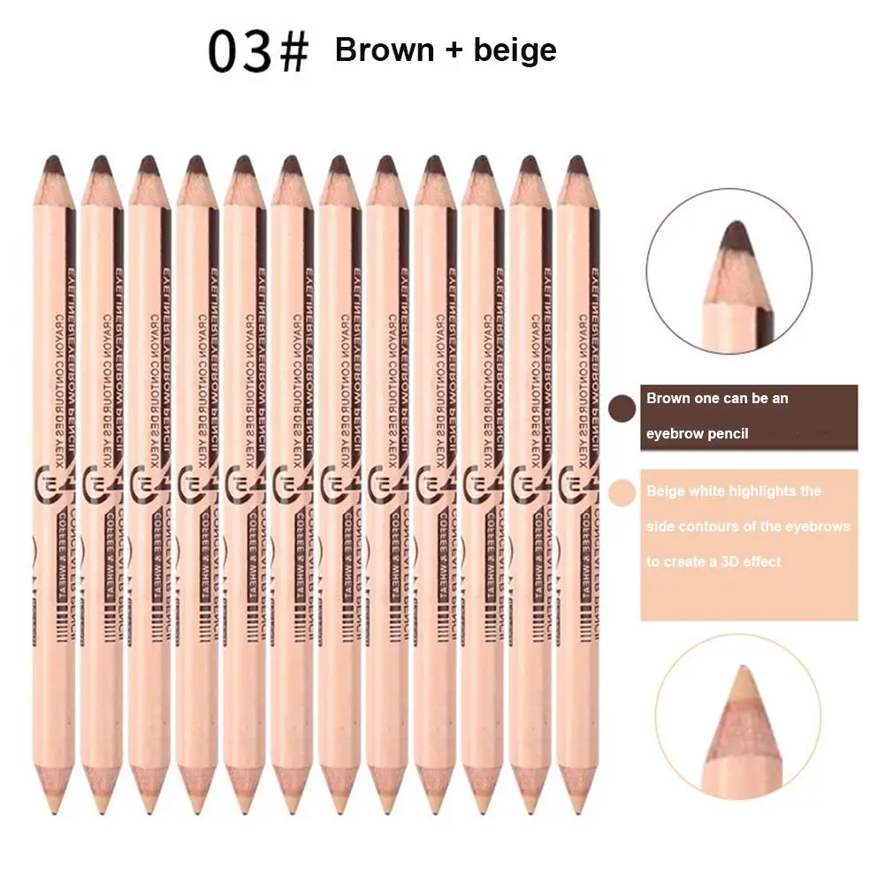03 New Hot 12pcs/lot Waterproof Longlasting Cosmetic 2 In 1 Pencil Makeup Concealer+Eyebrow Pencil Two-head Pencils Manufacturer - Цвет: 03