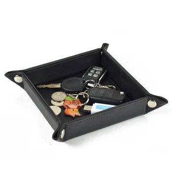 

Behogar 4-Corner PU Leather Storage Box Tray Holder for Dice Table Games Foldable Waterproof Scratchproof Wear Resistant Case