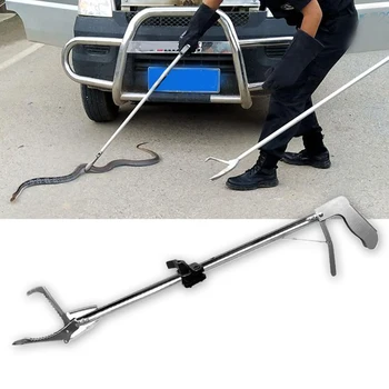 

Outside Stainless Steel Foldable Professional Wide Jaw Tool Snake Tong Catcher Protective Reptile Grabber Self Locking Durable