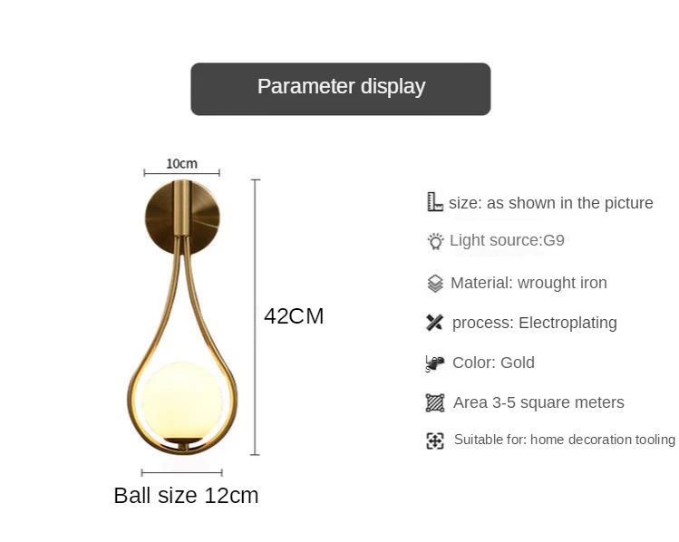 wall light fixture Modern Wall Light Glass Ball Luxury Gold Sconce Living Room Bedroom Bedside Aisle Staircase Nordic Wall Mount Indoor Decor Lamp wall lamps for living room