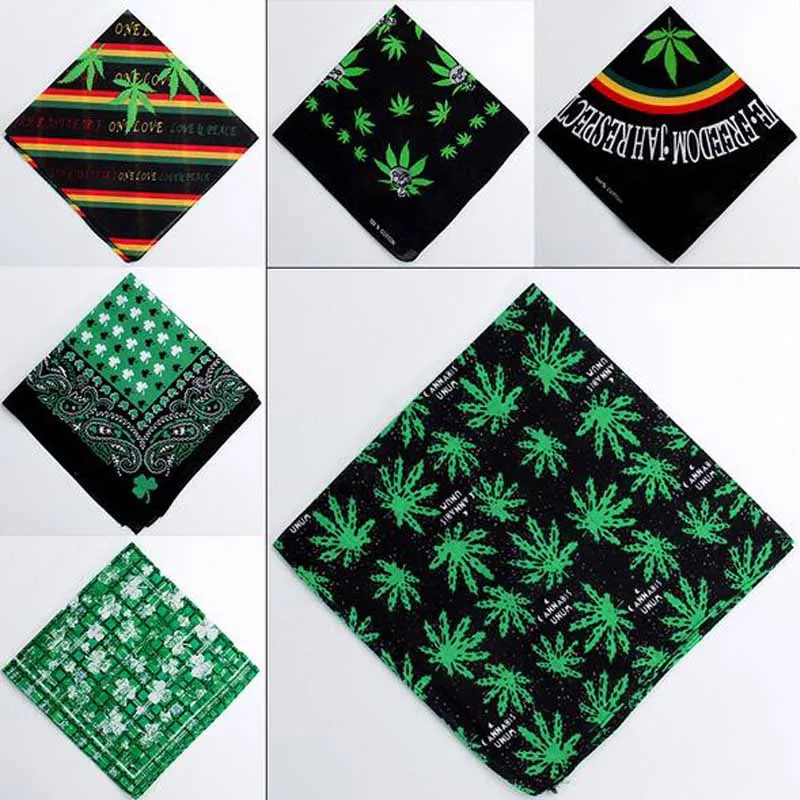 Pañuelo de moda con diseño de trébol, pañuelo de algodón con estampado cuadrado, pañuelo de 50x50CM para mujeres, hombres y niños