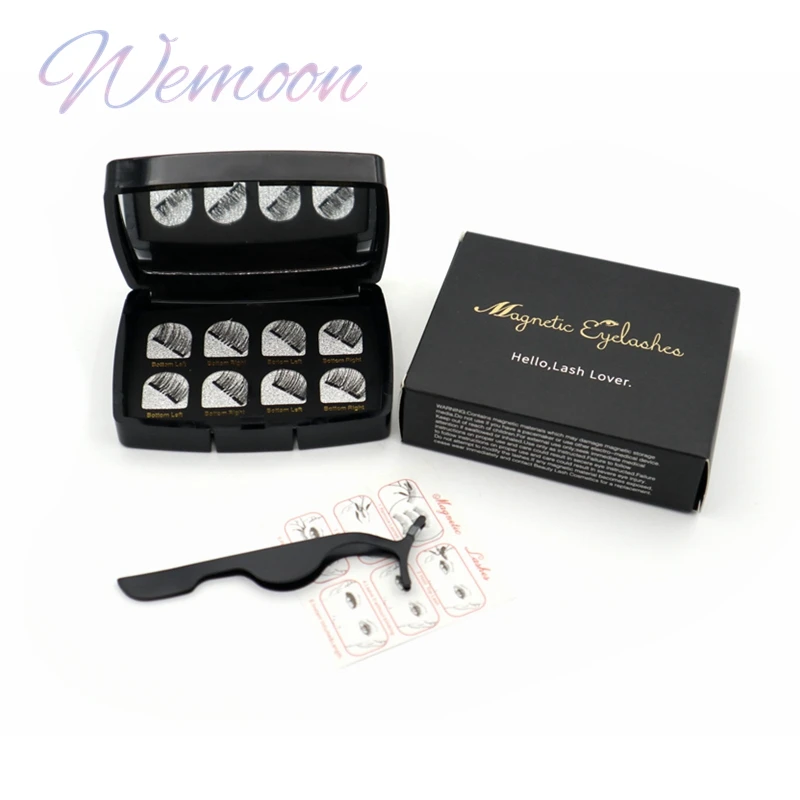 

8pcs Half Eye 2 Magnetic Eyelashes Glue Free Magnet Natural Fake Eyelash Extensions with Tweezers and Brush Set Makeup Tools