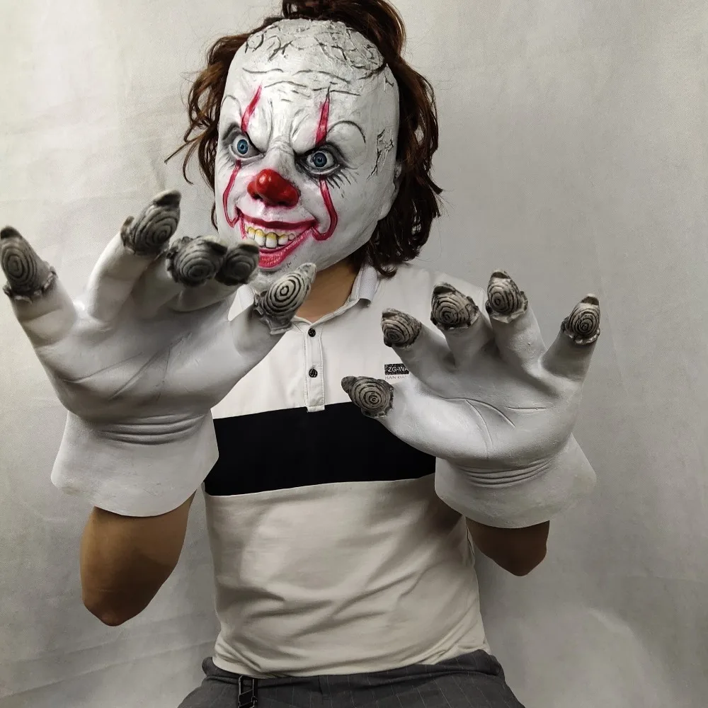 Фильм Pennywise клоун IT Chapter 2 Косплей Перчатки Латекс страшный Хэллоуин джокер костюм реквизит