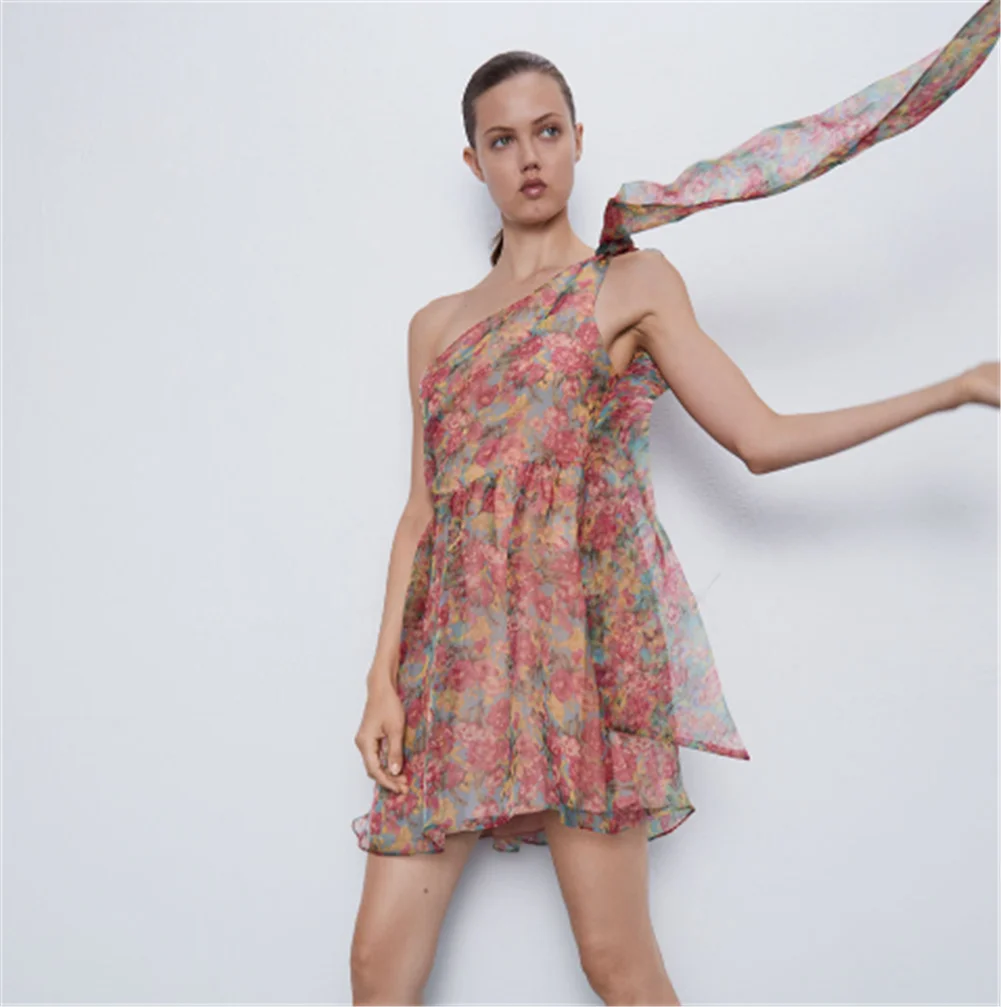 

2019 ZA Women's Dress Fashion New Summer Women's Organza Asymmetric Dress Bohemian Asymmetric Collar Dress Wide Shoulder Strap Sexy Women's Multicolor Dress Popular Mini Dress Party Travel Party Wedding Gift Wholesale