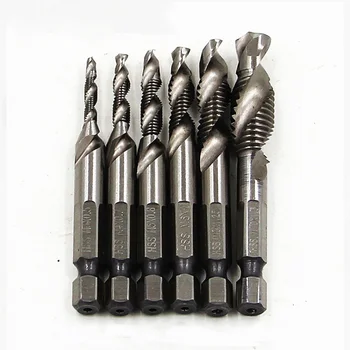

High-speed Steel Spiral Point Straight Fluted Screw Taps Threaded Head Machine with Open Hole Punching Tools Hex Shank Drill
