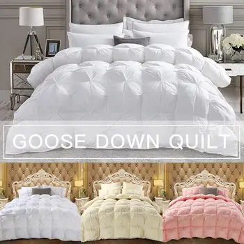 

4D Luxury Solid Color Goose Down Duvet Core Exquisite Sandwich Pleat Design Double Quilt Core Washable Queen King Double Single