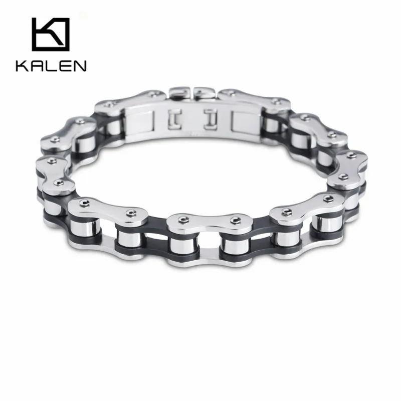 23 см черный и серебряный браслет на велосипедную цепочку для мужчин и мальчиков, винтажная цепочка из нержавеющей стали, браслет и браслет, ювелирные изделия в стиле панк
