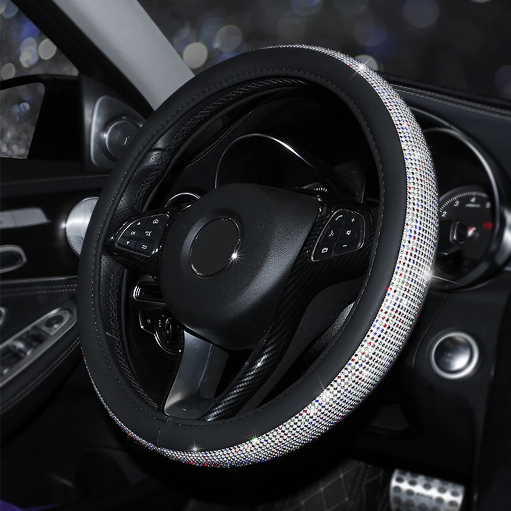 Bling Стразы Универсальный подходит искусственная кожа легкий в установке Автомобильный декоративный мягкий без запаха нескользящий подарок чехол на руль