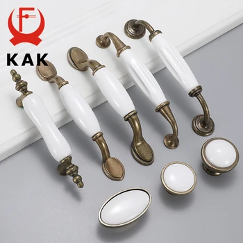 KAK Ceramic Cabinet Knobs and Handles Vintage Bronze Kitchen Handle Drawer Wardrobe Door Pulls Furniture Handle Cabinet Hardware