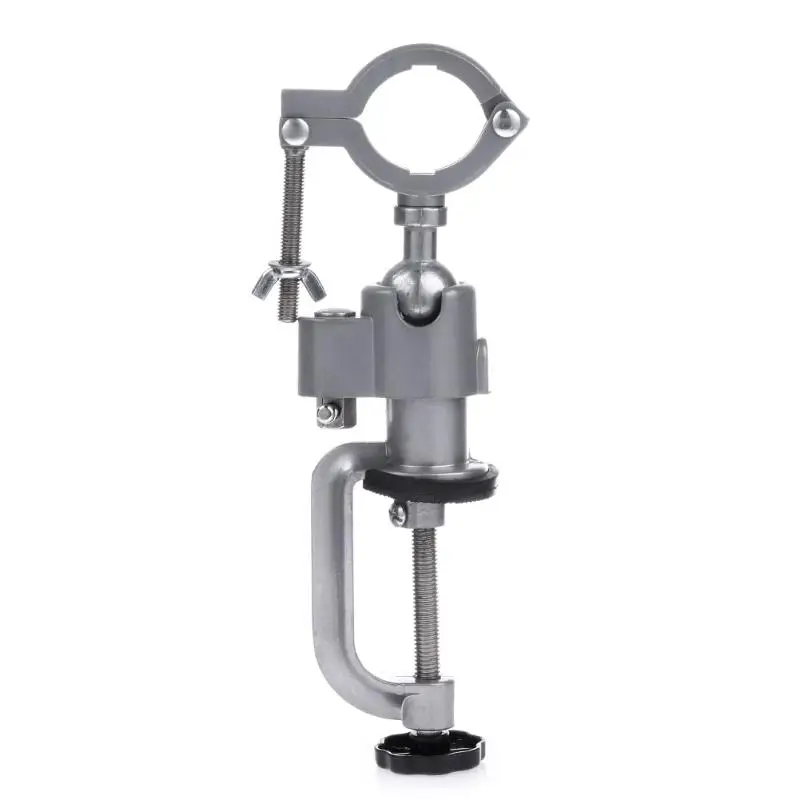 Universal Clamp-on Bench Vises Holder Mini Electric Drill Stand Make the Grinder Flat 360 Rotating for Woodworking Aluminium
