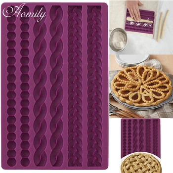 

Aomily 3D Knit Rope Silicone Pearl Shell Fried Dough Twist Fondant Mould Cake Border Decorating Molds Sugar Icing Gumpaste Tools
