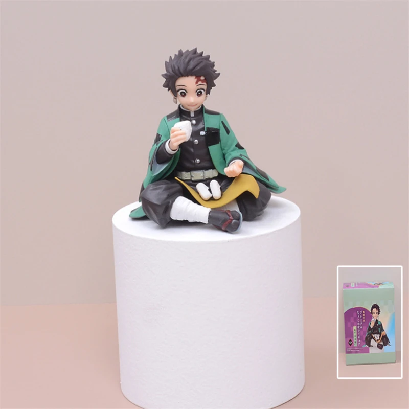 Naa Anime Demon Slayer Tanjirou Eat Rice Balls Cute Sitting Ver PVC Action  Figure Shinob Zenitsu