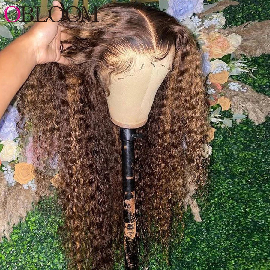 Colored Highlight HD Lace Front Human Hair Wigs Water Wave Wig Pre Plucked Remy Brazilian Hair Wigs For Women With Baby Hair