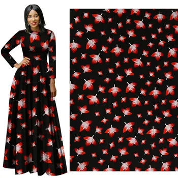 

2019 black red star new thick plain polyester printed cotton fabric christmas fabric african wax print 100% Polyester
