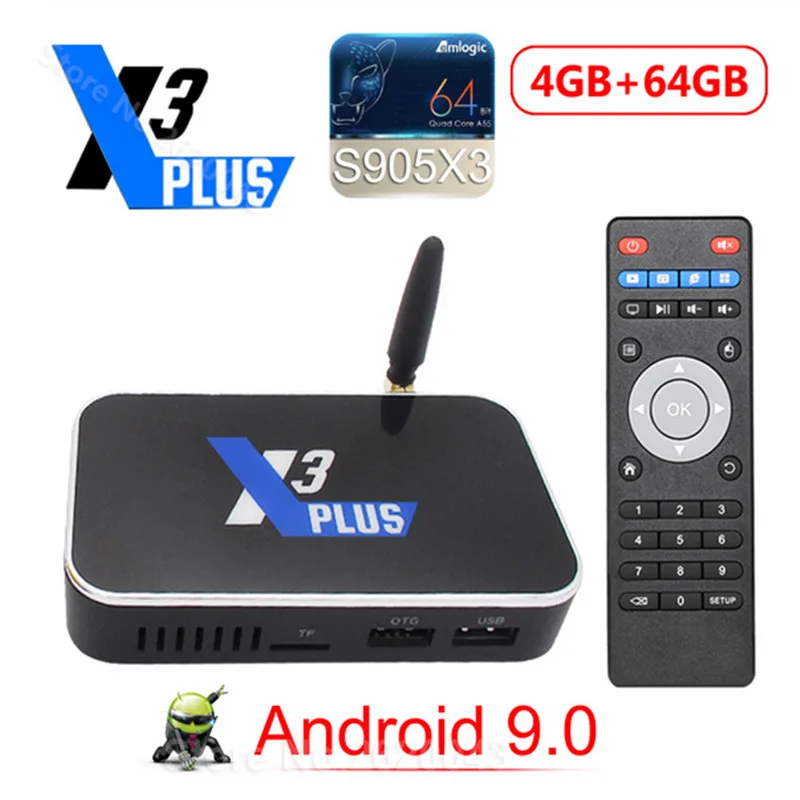ТВ приставка Ugoos X3 PLUS Amlogic S905X3 Android 9 0 4 Гб DDR4 64 ПЗУ 2 4G Φ Wi Fi 1000 м Bluetooth 4K HD CUBE PRO