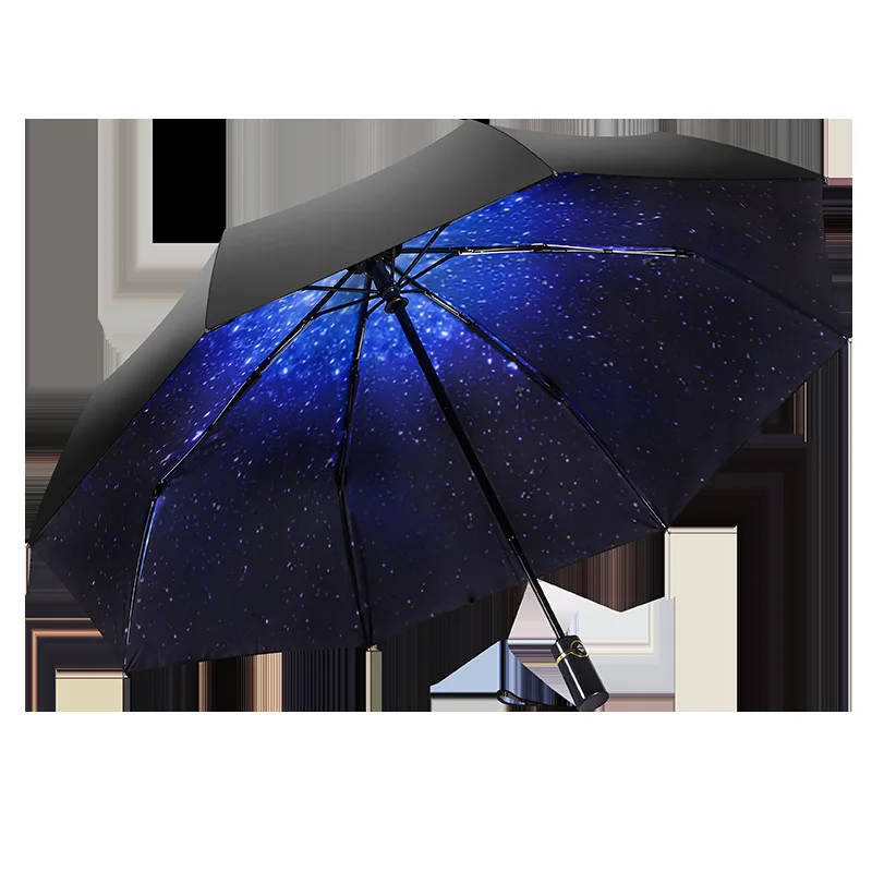 Женские солнечные зонтики Дамы УФ Защита Зонт Карманный полностью автоматический винил внутренний цветок три раза