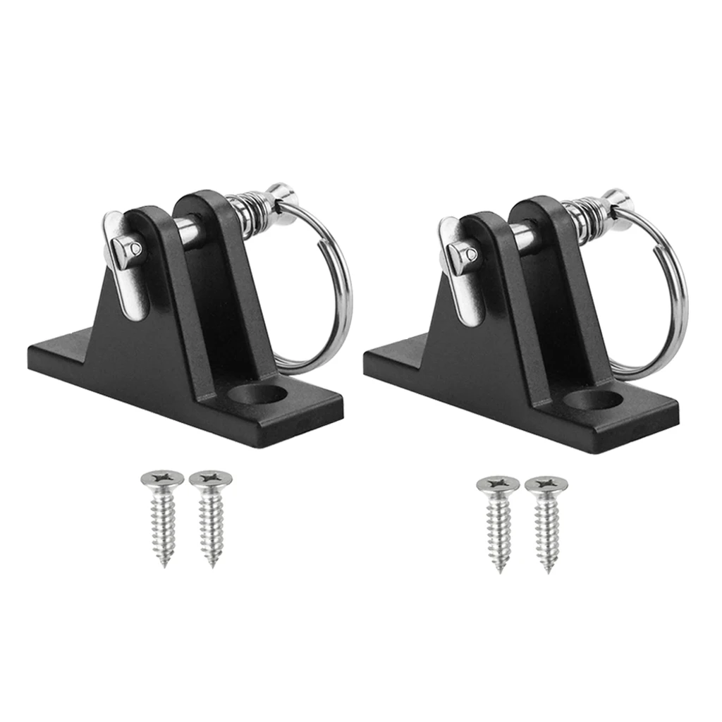 2pcs Black Universal Boat Bimini Top Deck Hinges with Removable Pin