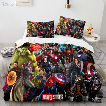Marvel Avengers Cartoon powłoczki Super bohater kapitan ameryka Iron Man Spider-Man zestaw poszewek na poduszkę prezent tanie i dobre opinie Disney POLIESTER Europie zachodniej Kołdra i 2 sztuk poszewki na poduszkę 3D druku 90gsm CN (pochodzenie) BINDING Twill