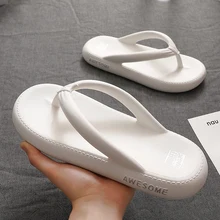 2021 Plus Men's Slippers Thick Platform Flip-Flop Thong Sandals Summer Soft Bathroom Slippers Slides Outdoor Indoor Shoes Women