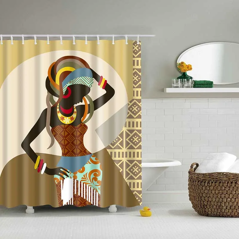Качественная занавеска для душа на заказ, водостойкая занавеска для ванной, африканская Женская полиэфирная занавеска для душа для ванной комнаты - Цвет: 08